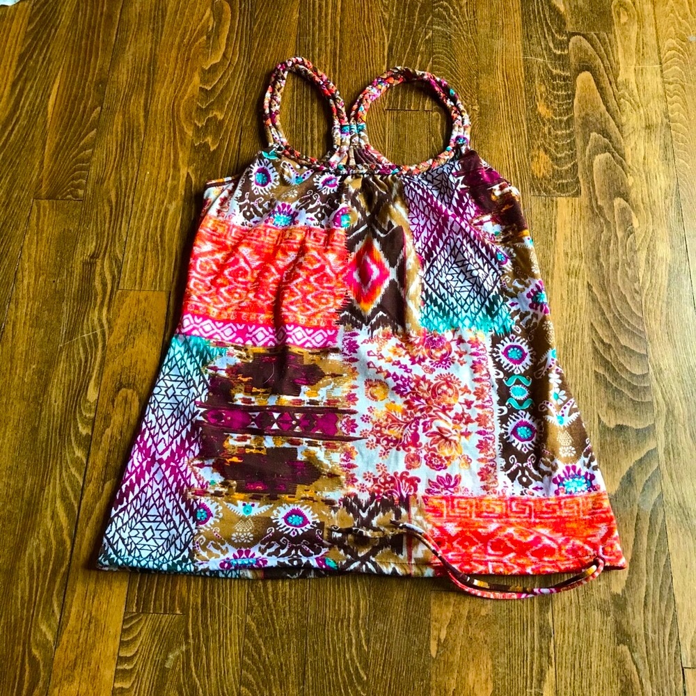 🌺EUC🌺 Vintage Bright Mixed Patterned Tank